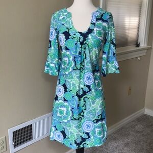 Jude Connally U-neckline Half Sleeve w/Ruffle Cuff Floral Print Dress Size XS